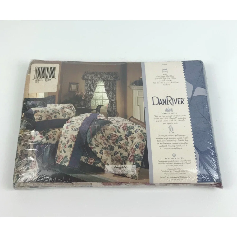 Vintage Dan River Sheffield Floral Queen Flat Sheet